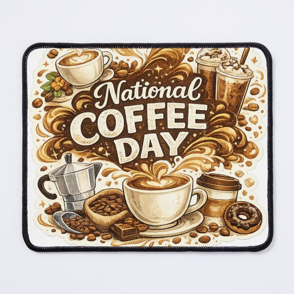 Item preview, National Coffee Day Coffee Lover Collage – Latte, Iced Coffee and Espresso Art designed and sold by Doodle Souq.