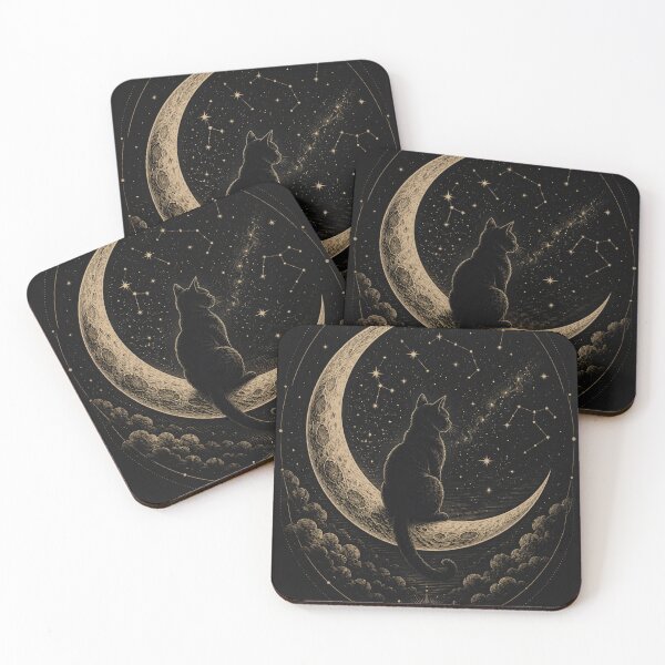 Item preview, Black Cat on the Crescent Moon – Celestial Night designed and sold by ChicClicker.