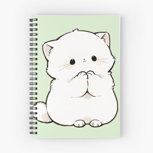 Aperçu de l'œuvre Illustration mignonne et timide d'un chat blanc kawaii créée et vendue par jianina-alondra.
