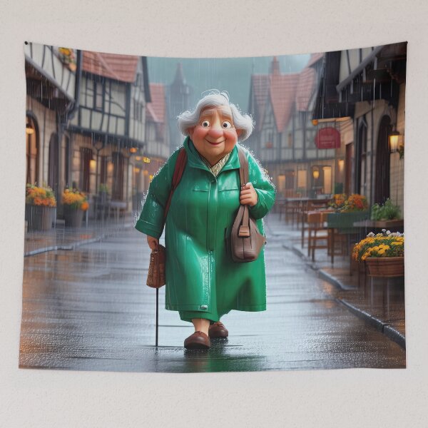 Item preview, Old Fart walking through the town wearing waterproofs in the rain designed and sold by Colin Bentham.