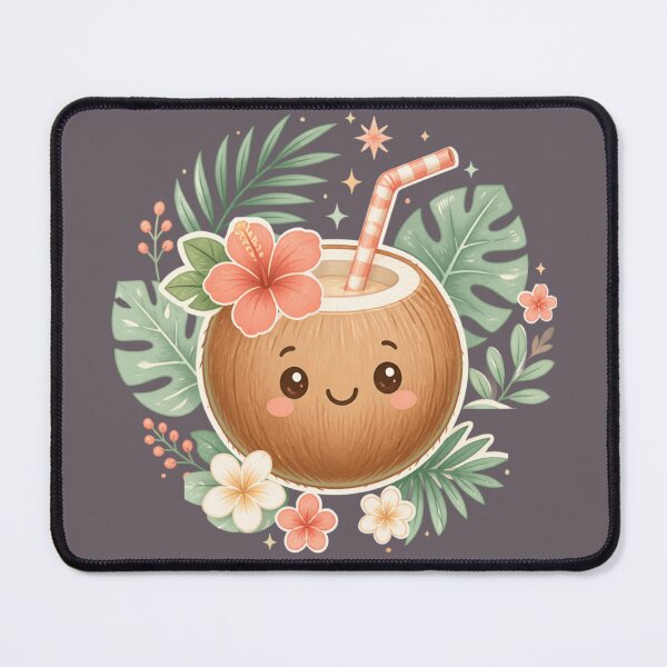 Item preview, Smiling Tropical Coconut – Pastel Kawaii Charm Thai Minimal Design designed and sold by CosmicQuietStudio.