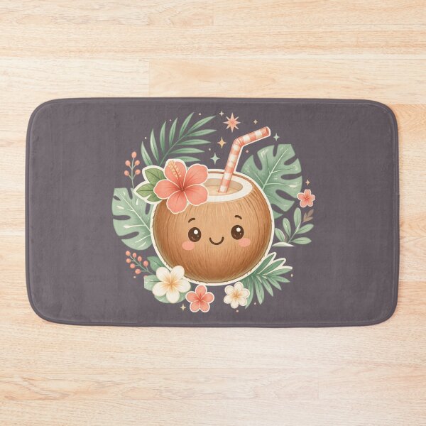 Item preview, Smiling Tropical Coconut – Pastel Kawaii Charm Thai Minimal Design designed and sold by CosmicQuietStudio.