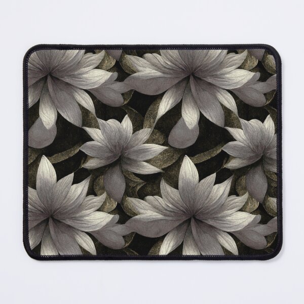 Item preview, ​Silver Floral Blossom Dark Aesthetic Seamless Pattern designed and sold by ​Jyoti Digital Artist.