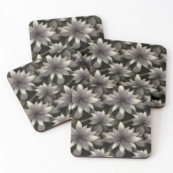 Item preview, ​Silver Floral Blossom Dark Aesthetic Seamless Pattern designed and sold by ​Jyoti Digital Artist.
