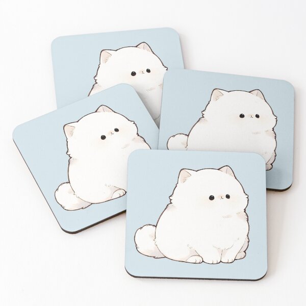 Item preview, Cute Fluffy White Kawaii Cat Art designed and sold by jianina-alondra.