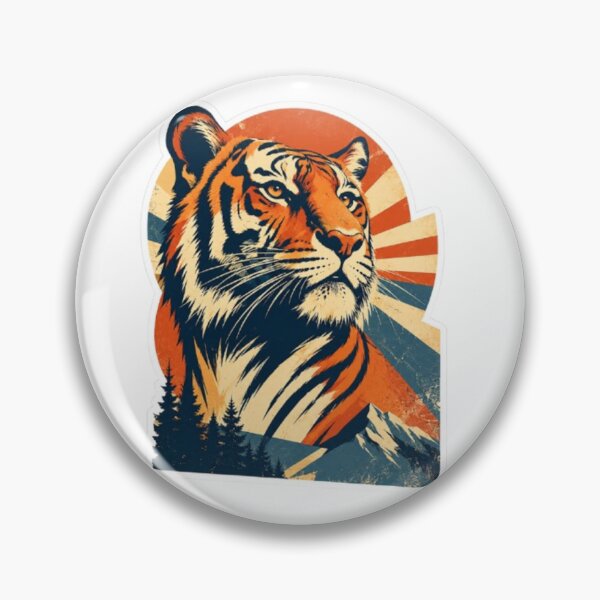 Artikelvorschau, Retro Tiger Berg Natur entworfen und verkauft von Snurly.