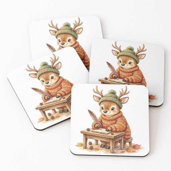 Item preview, Cozy Woodland Deer Writing Letters | Cute Autumn Animal Illustration designed and sold by vigzhifushions.