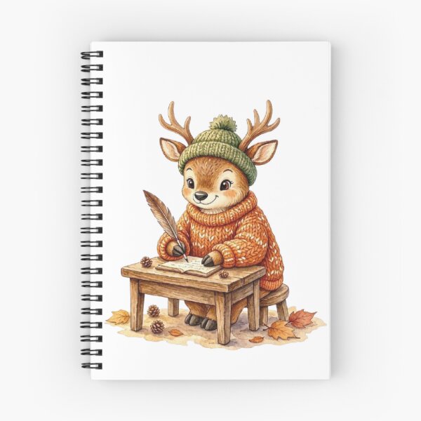 Item preview, Cozy Woodland Deer Writing Letters | Cute Autumn Animal Illustration designed and sold by vigzhifushions.