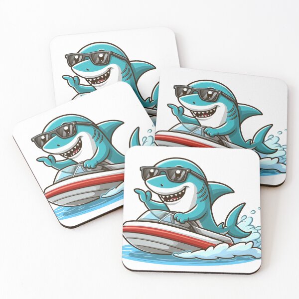 Item preview, Funny Shark Driving a Speedboat | Cool Cartoon Ocean Summer Design designed and sold by Awarrie.