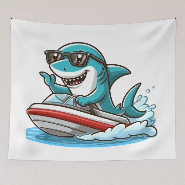 Item preview, Funny Shark Driving a Speedboat | Cool Cartoon Ocean Summer Design designed and sold by Awarrie.