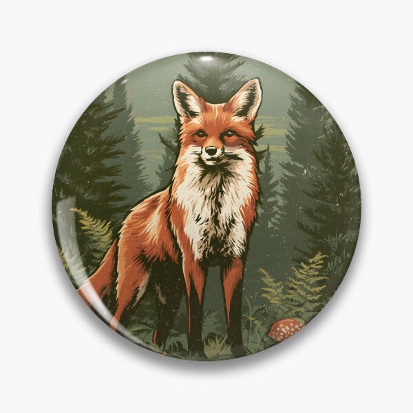 Item preview, Woodland Red Fox in Pine Forest | Rustic Wildlife Nature Illustration designed and sold by KAM-KAM-STORE.