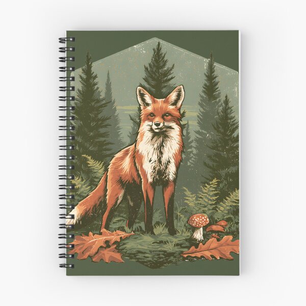 Item preview, Woodland Red Fox in Pine Forest | Rustic Wildlife Nature Illustration designed and sold by KAM-KAM-STORE.