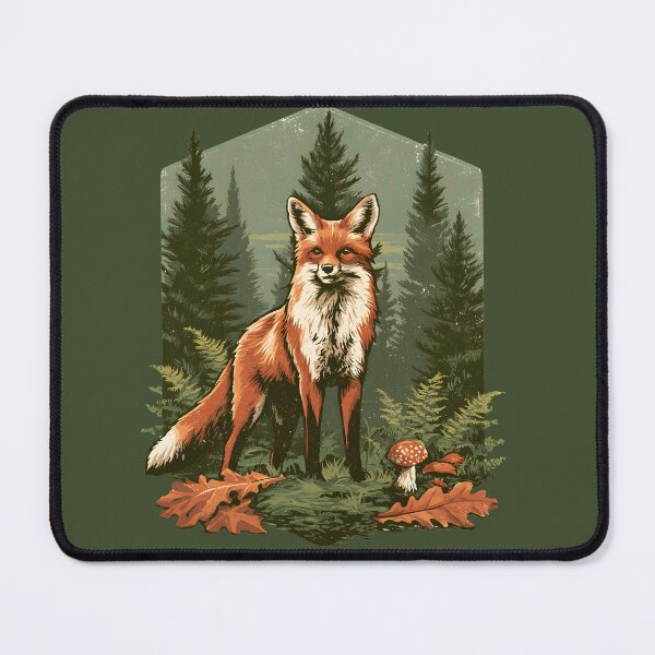 Item preview, Woodland Red Fox in Pine Forest | Rustic Wildlife Nature Illustration designed and sold by KAM-KAM-STORE.