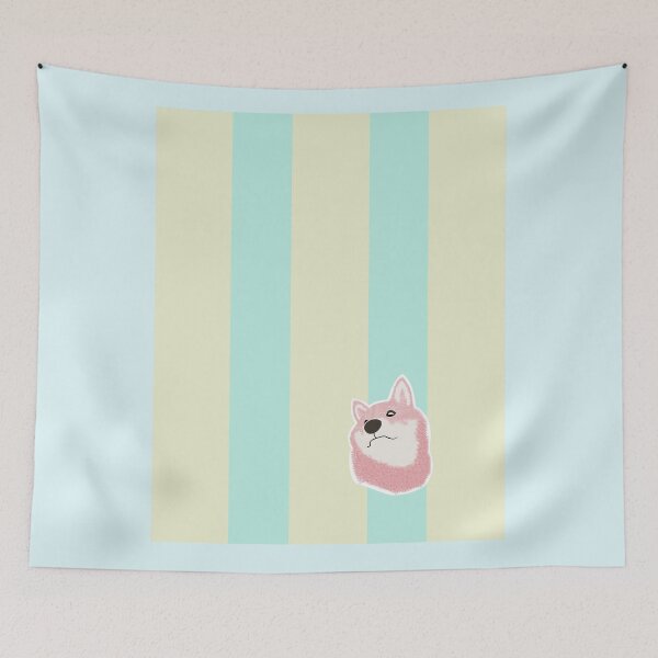 Item preview, Thick stripe (light yellow, light blue) with Shiba Inu designed and sold by ShibaCruise-On.