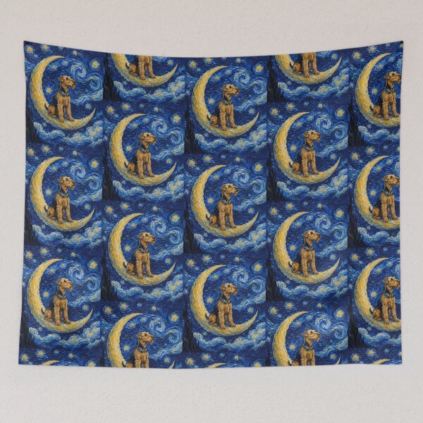Item preview, Funny Airedale Terrier Starry Night Painting Cute Moon Stars Mom Dad Kids designed and sold by FurryHavenPH.