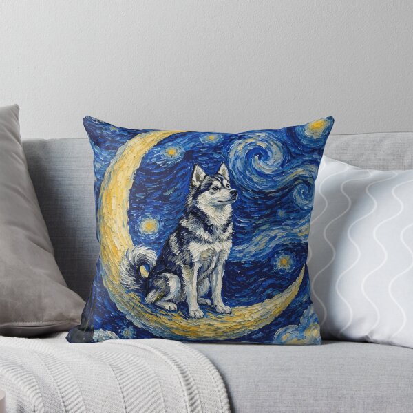 Item preview, Funny Alaskan Klee Kai Starry Night Painting Cute Moon Stars Mom Dad Kids designed and sold by FurryHavenPH.