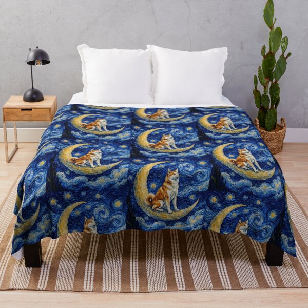 Item preview, Funny Akita Starry Night Painting Cute Moon Stars Mom Dad Kids designed and sold by FurryHavenPH.