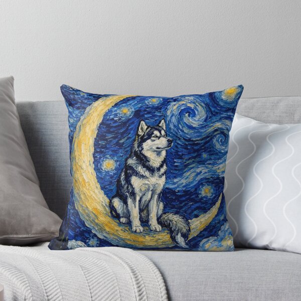 Item preview, Funny Alaskan Malamute Starry Night Painting Cute Moon Stars Mom Dad Kids designed and sold by FurryHavenPH.