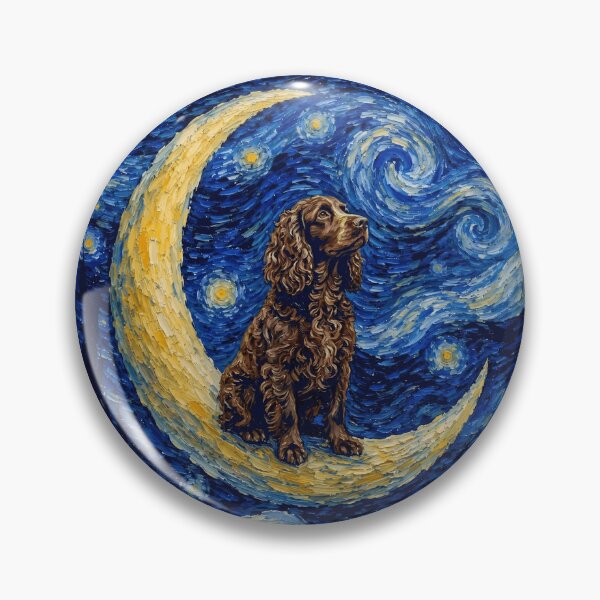 Item preview, Funny American Water Spaniel Starry Night Painting Cute Moon Stars Mom Dad Kids designed and sold by FurryHavenPH.
