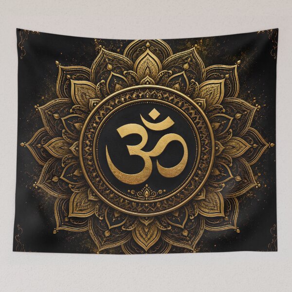 Item preview, Golden Om Sacred Mandala Art designed and sold by hutofdesigns.