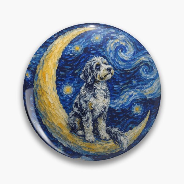 Item preview, Funny Aussiedoodle Starry Night Painting Cute Moon Stars Mom Dad Kids designed and sold by FurryHavenPH.