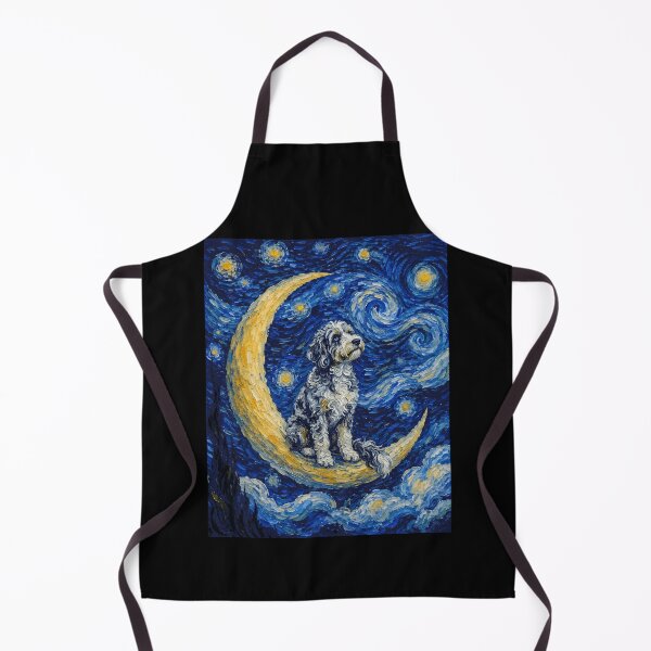 Item preview, Funny Aussiedoodle Starry Night Painting Cute Moon Stars Mom Dad Kids designed and sold by FurryHavenPH.