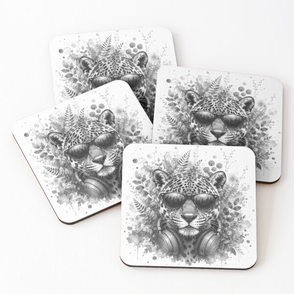 Item preview, Cool Jaguar with headphones designed and sold by Rose Design & Photos.