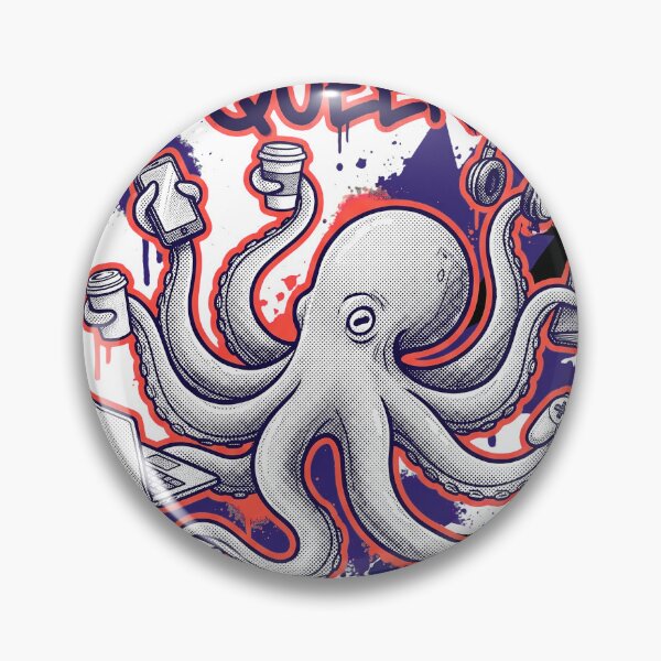 Item preview, Multitasking Octopus Funny Hand-Painted Streetwear T-Shirt Design designed and sold by KIDEnia.