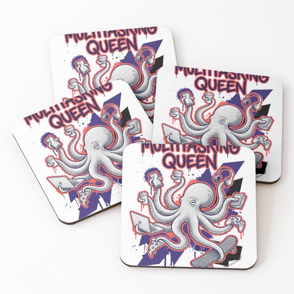 Item preview, Multitasking Octopus Funny Hand-Painted Streetwear T-Shirt Design designed and sold by KIDEnia.