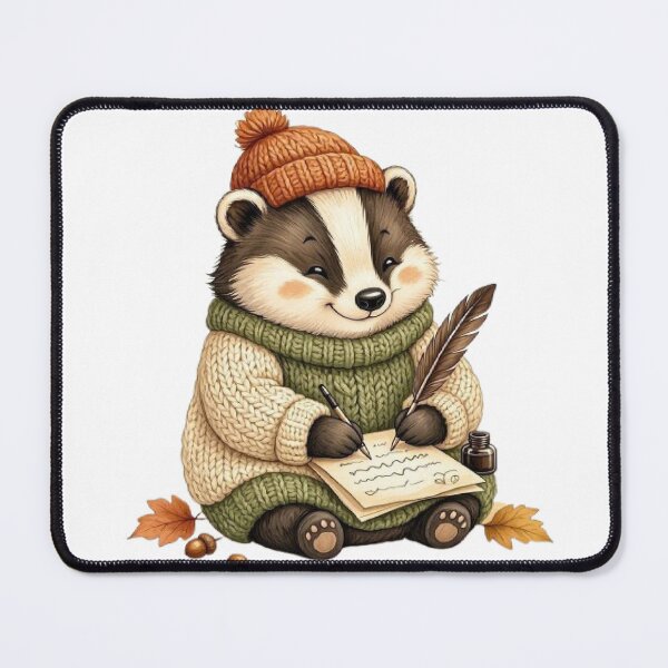 Item preview, Cozy Woodland Badger Writing Letters | Cute Cottagecore Animal Illustration designed and sold by vigzhifushions.