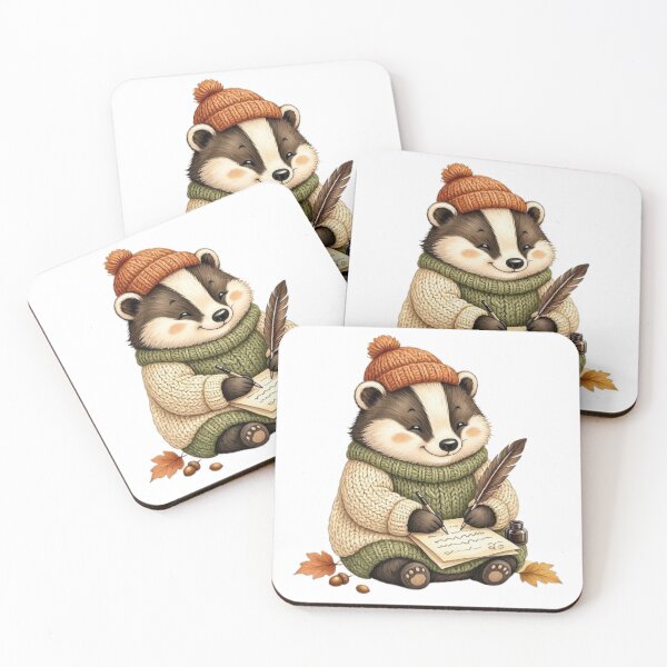 Item preview, Cozy Woodland Badger Writing Letters | Cute Cottagecore Animal Illustration designed and sold by vigzhifushions.