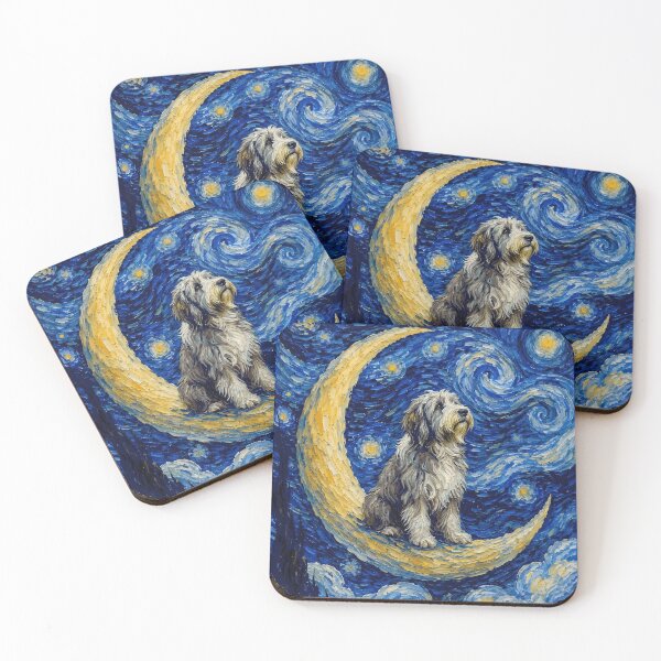 Item preview, Funny Bearded Collie Starry Night Painting Cute Moon Stars Mom Dad Kids designed and sold by FurryHavenPH.
