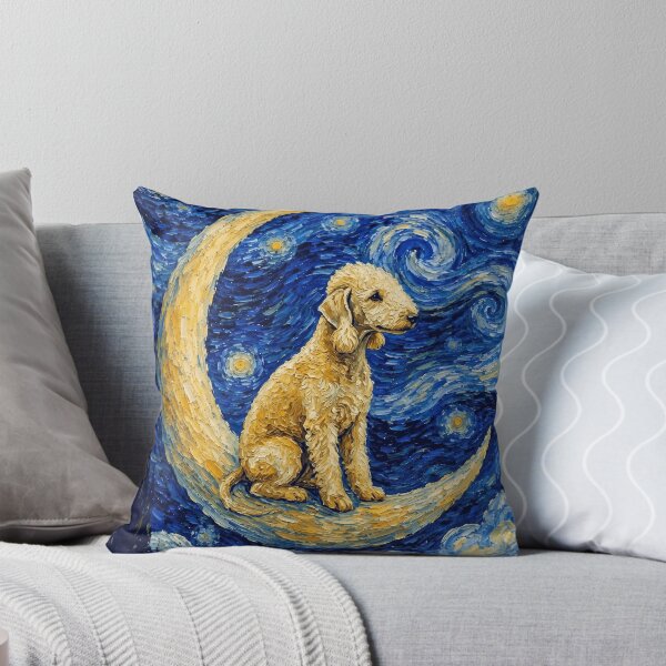 Item preview, Funny Bedlington Terrier Starry Night Painting Cute Moon Stars Mom Dad Kids designed and sold by FurryHavenPH.