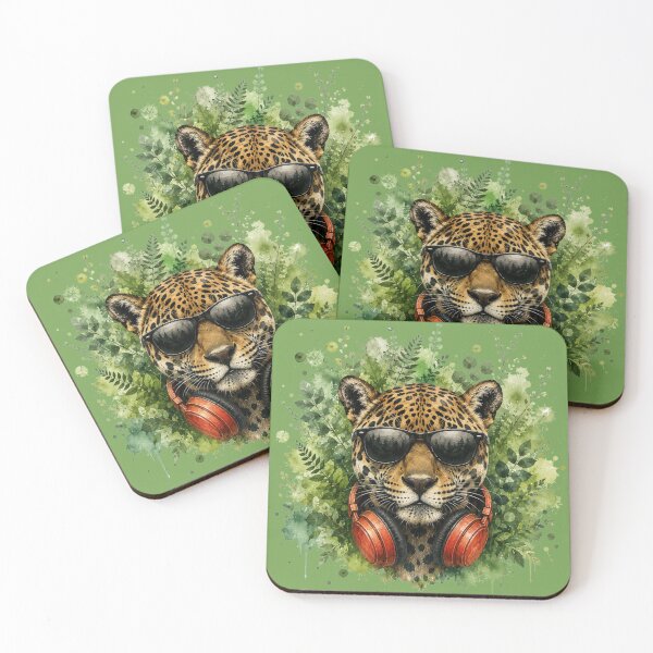 Item preview, Cool Jaguar with headphones designed and sold by Rose Design & Photos.