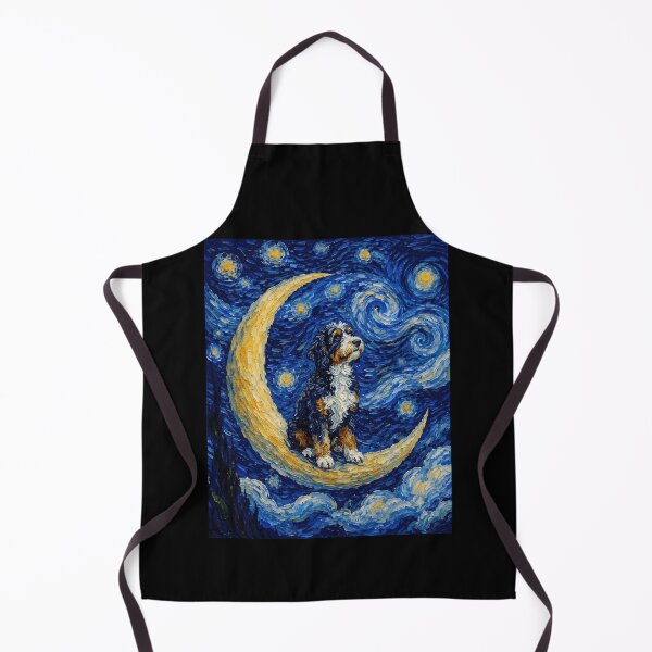 Item preview, Funny Bernedoodle Starry Night Painting Cute Moon Stars Mom Dad Kids designed and sold by FurryHavenPH.