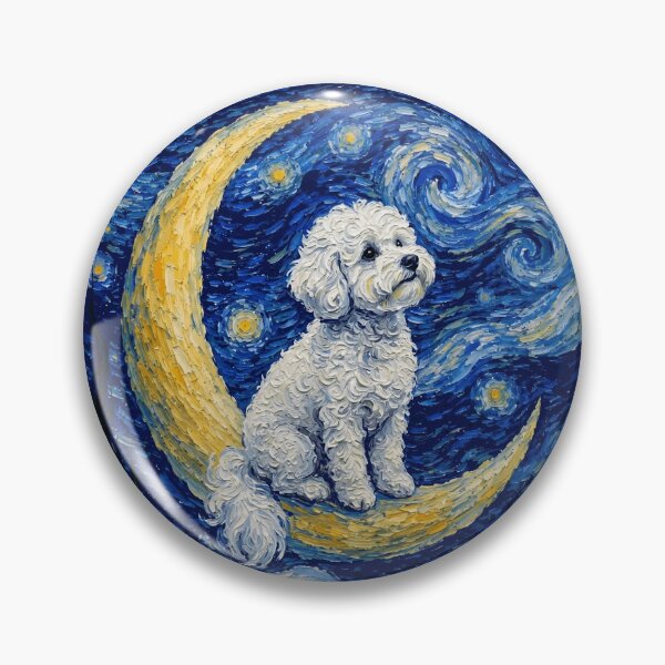 Item preview, Funny Bichon Frise Starry Night Painting Cute Moon Stars Mom Dad Kids designed and sold by FurryHavenPH.