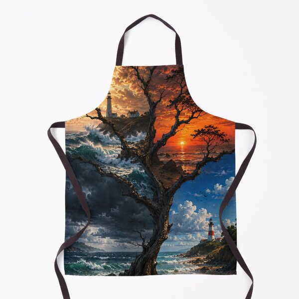 Item preview, Four Seasons Coastal Lighthouse Tree Surging Waves Landscape Graphic designed and sold by PACS0011.