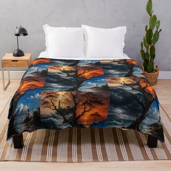 Item preview, Four Seasons Coastal Lighthouse Tree Surging Waves Landscape Graphic designed and sold by PACS0011.