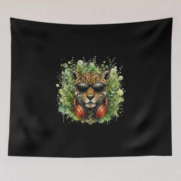 Item preview, Cool Jaguar with headphones designed and sold by Rose Design & Photos.