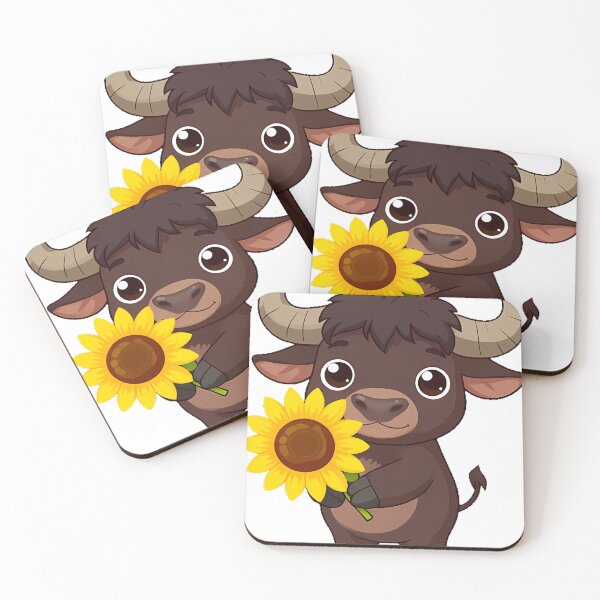 Item preview, Cute African Buffalo with Sunflower designed and sold by pumsquare.