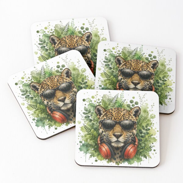 Item preview, Cool Jaguar with headphones designed and sold by Rose Design & Photos.