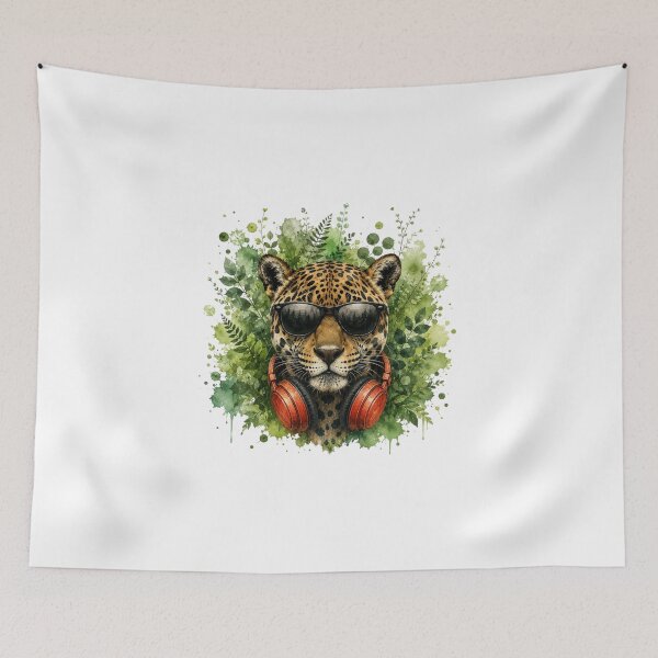 Item preview, Cool Jaguar with headphones designed and sold by Rose Design & Photos.
