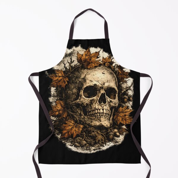 Item preview, Autumn Skull with Maple Leaves | Vintage Gothic Halloween Nature Art designed and sold by KAM-KAM-STORE.