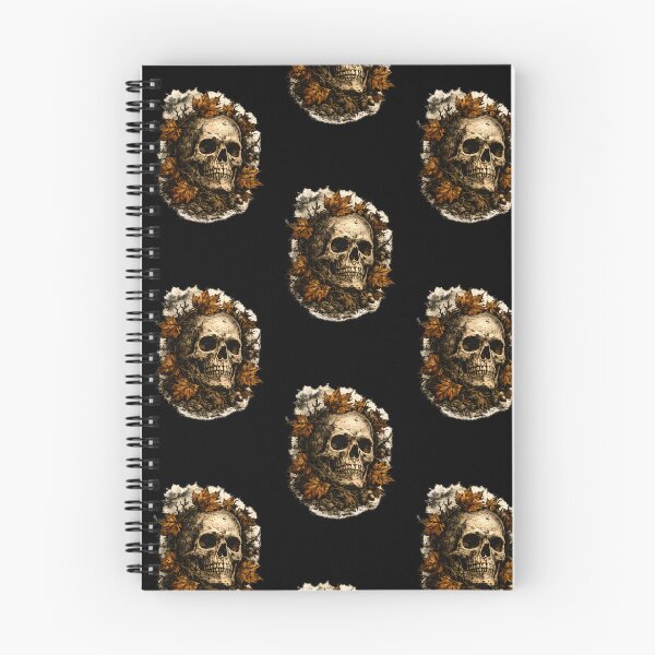Item preview, Autumn Skull with Maple Leaves | Vintage Gothic Halloween Nature Art designed and sold by KAM-KAM-STORE.