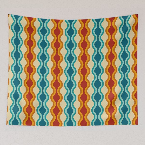 Item preview, Retro 70s Wavy Vintage Geometric Pattern Art designed and sold by Zaya_art.
