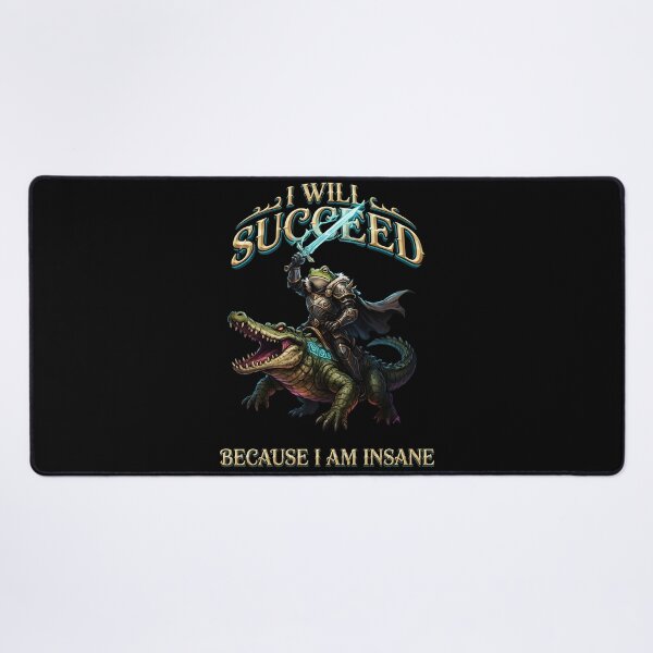 Item preview, I Will Succeed Because I Am Insane Sword Frog Meme designed and sold by Redgiant87x.