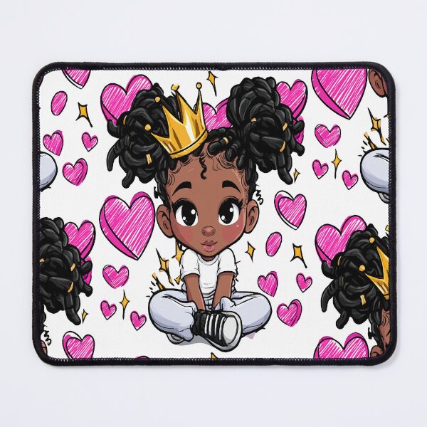Item preview, Beautiful Black Princess Crown, Stars, and Hearts Print Pattern designed and sold by RichardRags.