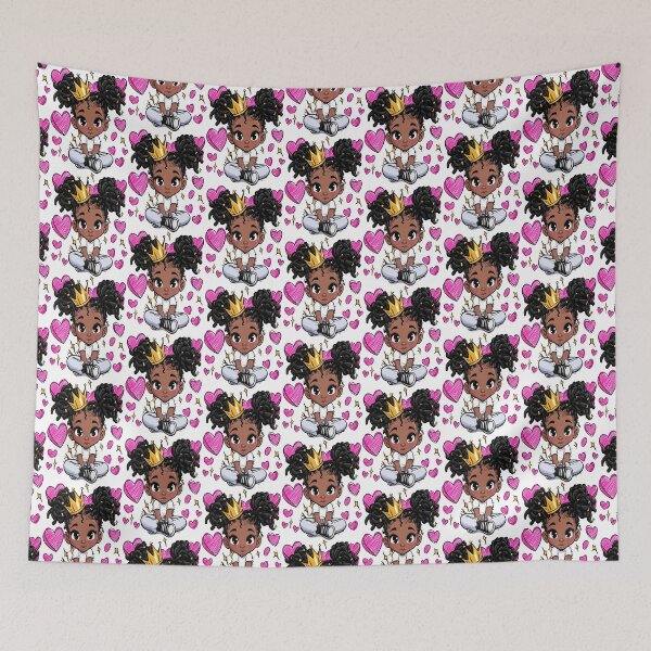 Item preview, Beautiful Black Princess Crown, Stars, and Hearts Print Pattern designed and sold by RichardRags.