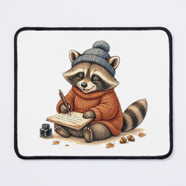 Item preview, Cozy Woodland Raccoon Writing Letters | Cute Autumn Animal Illustration designed and sold by vigzhifushions.