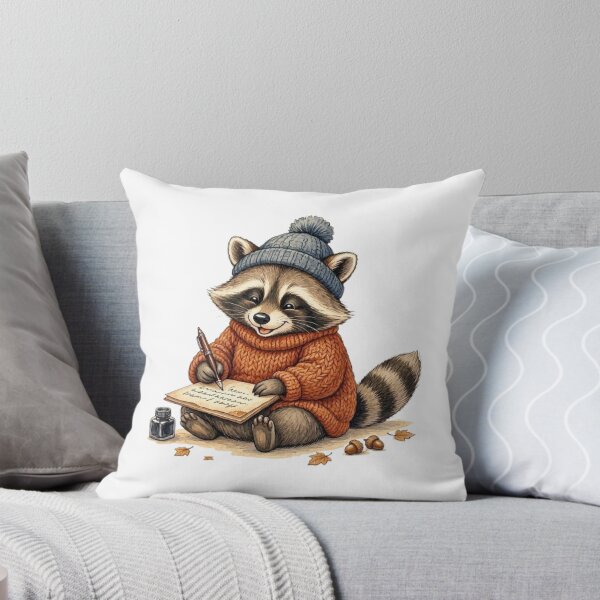 Item preview, Cozy Woodland Raccoon Writing Letters | Cute Autumn Animal Illustration designed and sold by vigzhifushions.